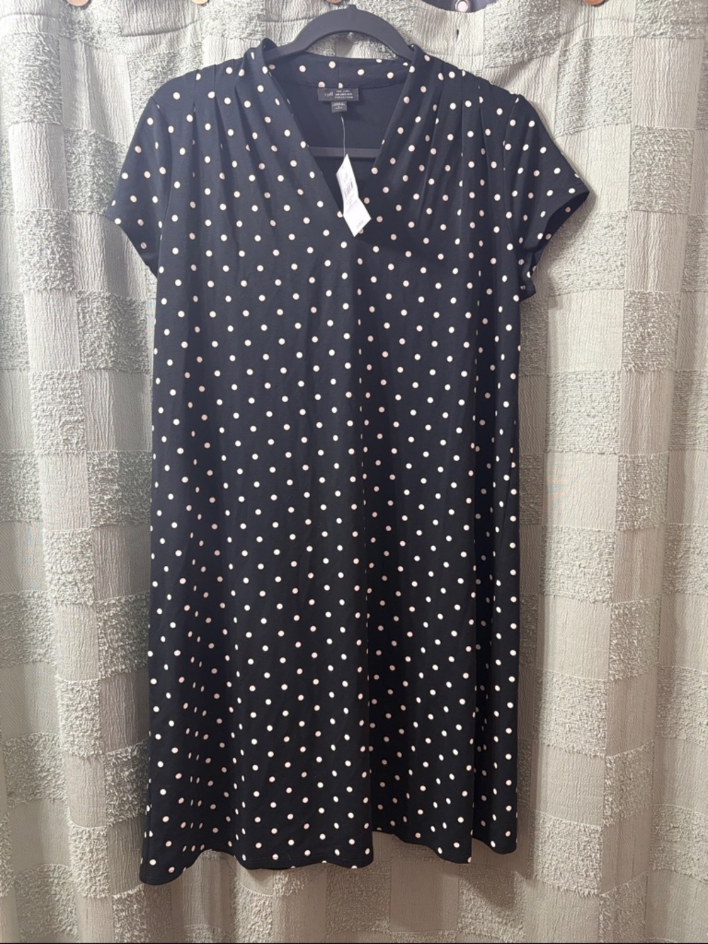J Jill Black & White Polka Dot Midi Dress stretchy